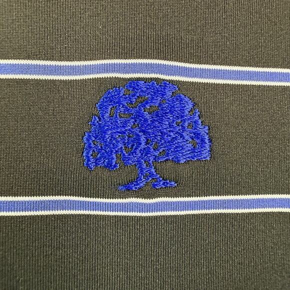 Peter Millar Summer Comfort Men M Golf Polo Shirt Black Blue Striped Performance - Picture 5 of 8